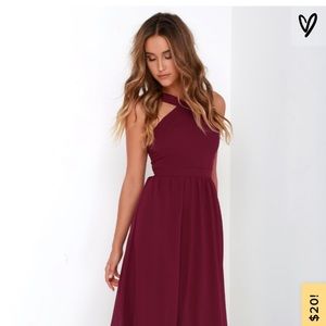 Lulus Air of Romance Burgundy Maxi